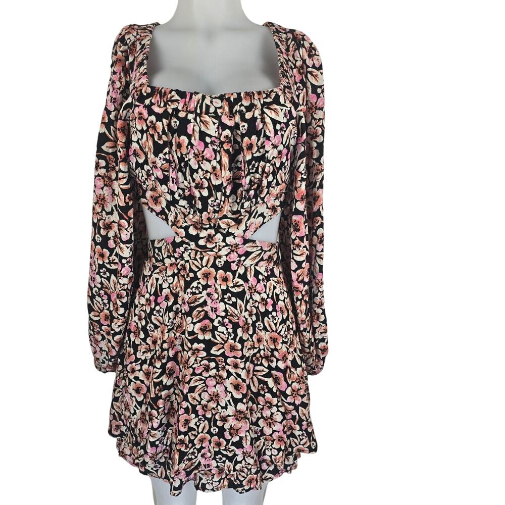 Free People Long Sleeve Lined Lightweight Floral Cut-Out Dress Women's XS